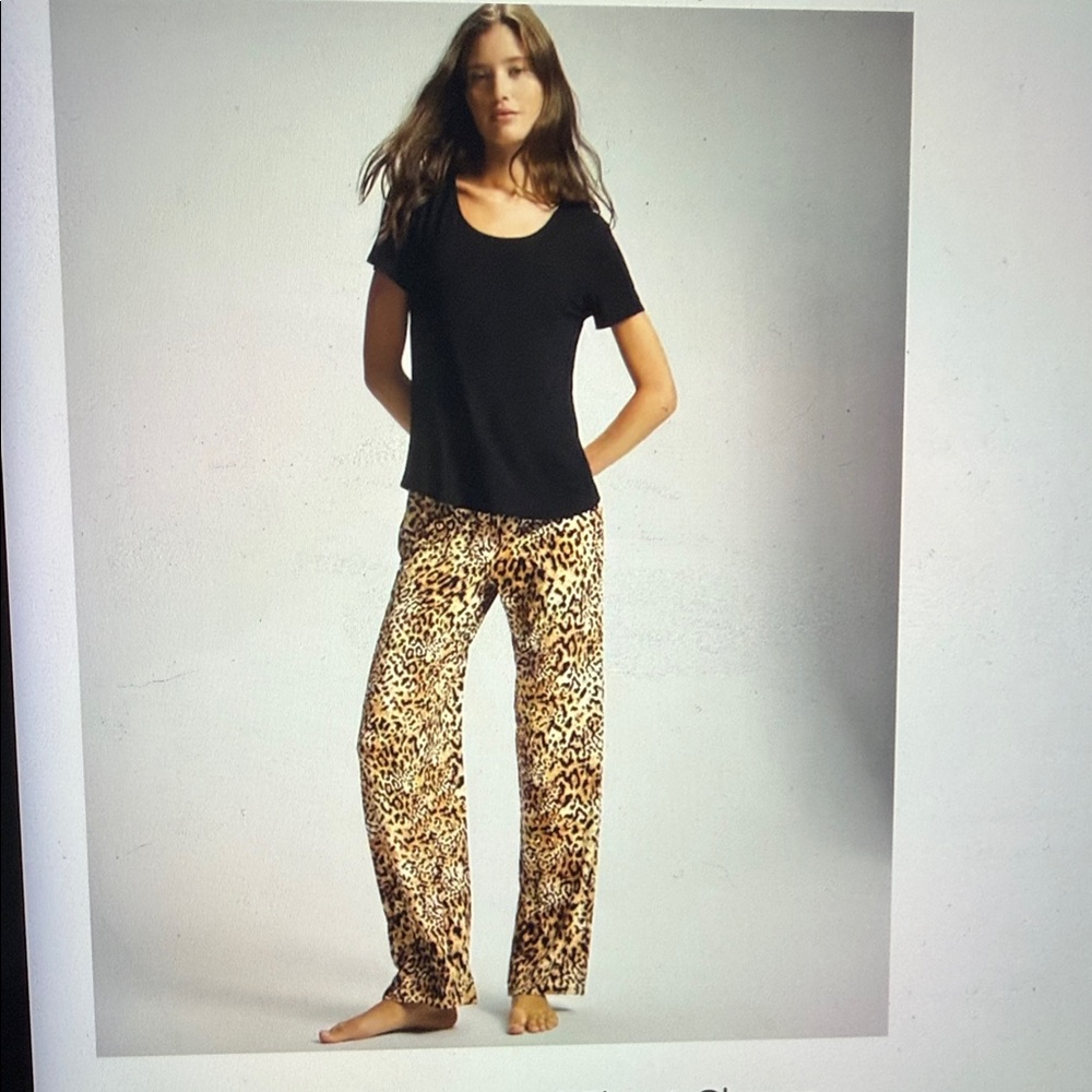 ❤️🆕 Soma Cool Nights Black and Leopard Print Pajama Set NWT/M